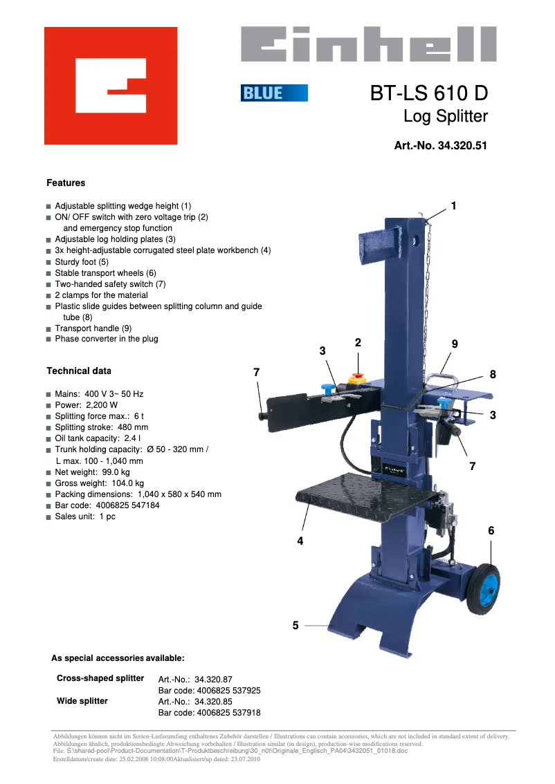 Page n°1 - Manuel utilisateur Einhell BT-LS 610 D