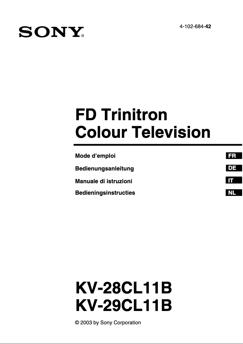 Page 1 de la notice Manuel utilisateur Sony KV-29CL11