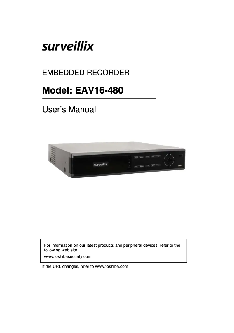 Image de la première page du manuel de l'appareil Surveillix EAV16