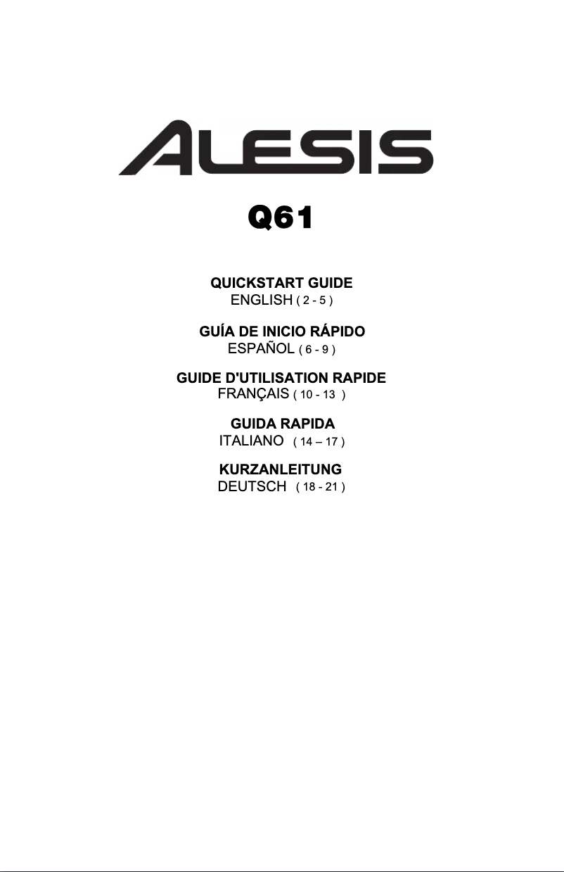 Page n°1 - Manuel utilisateur Alesis Q61