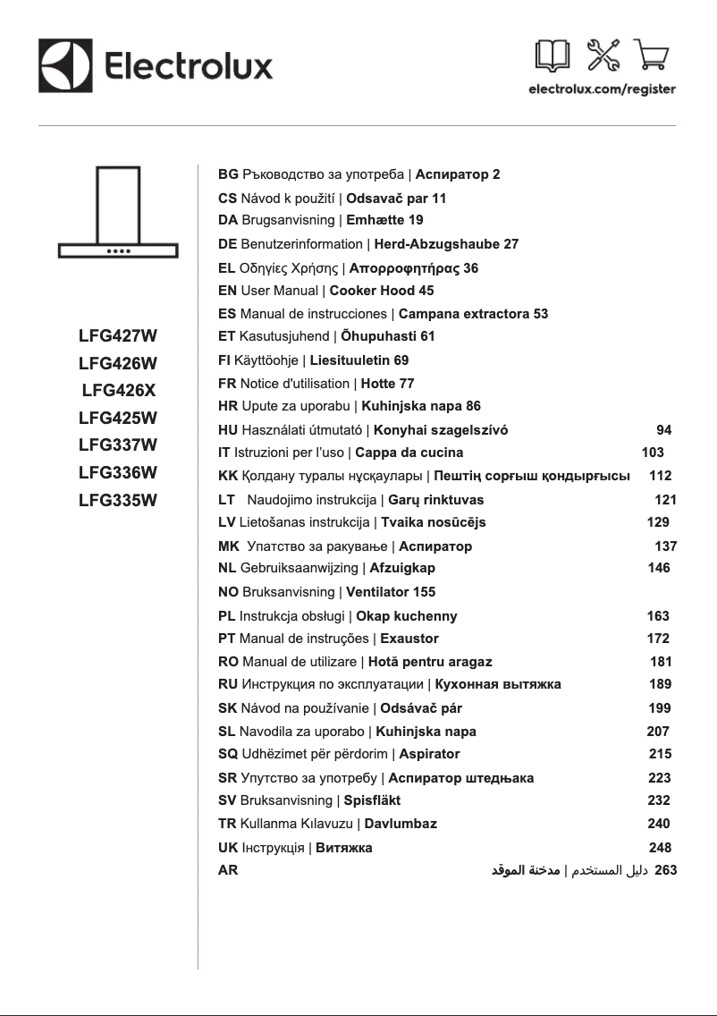 Image de la première page du manuel de l'appareil LFG425W