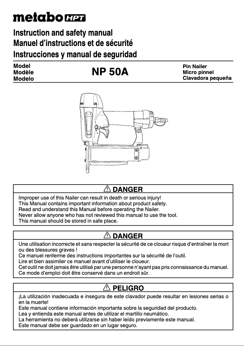 Page n°1 - Manuel utilisateur Metabo NP50A