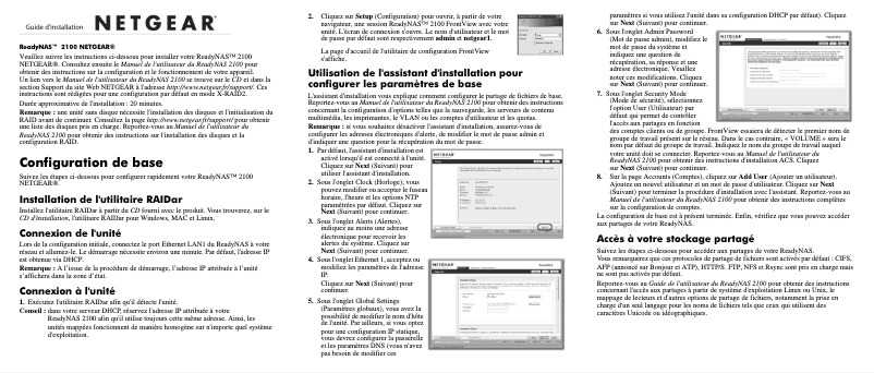 Page 1 de la notice Guide d'installation Netgear ReadyNAS RRX4000