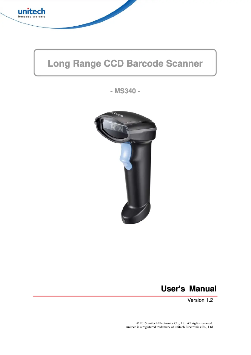 Page 1 de la notice Manuel utilisateur Unitech MS340