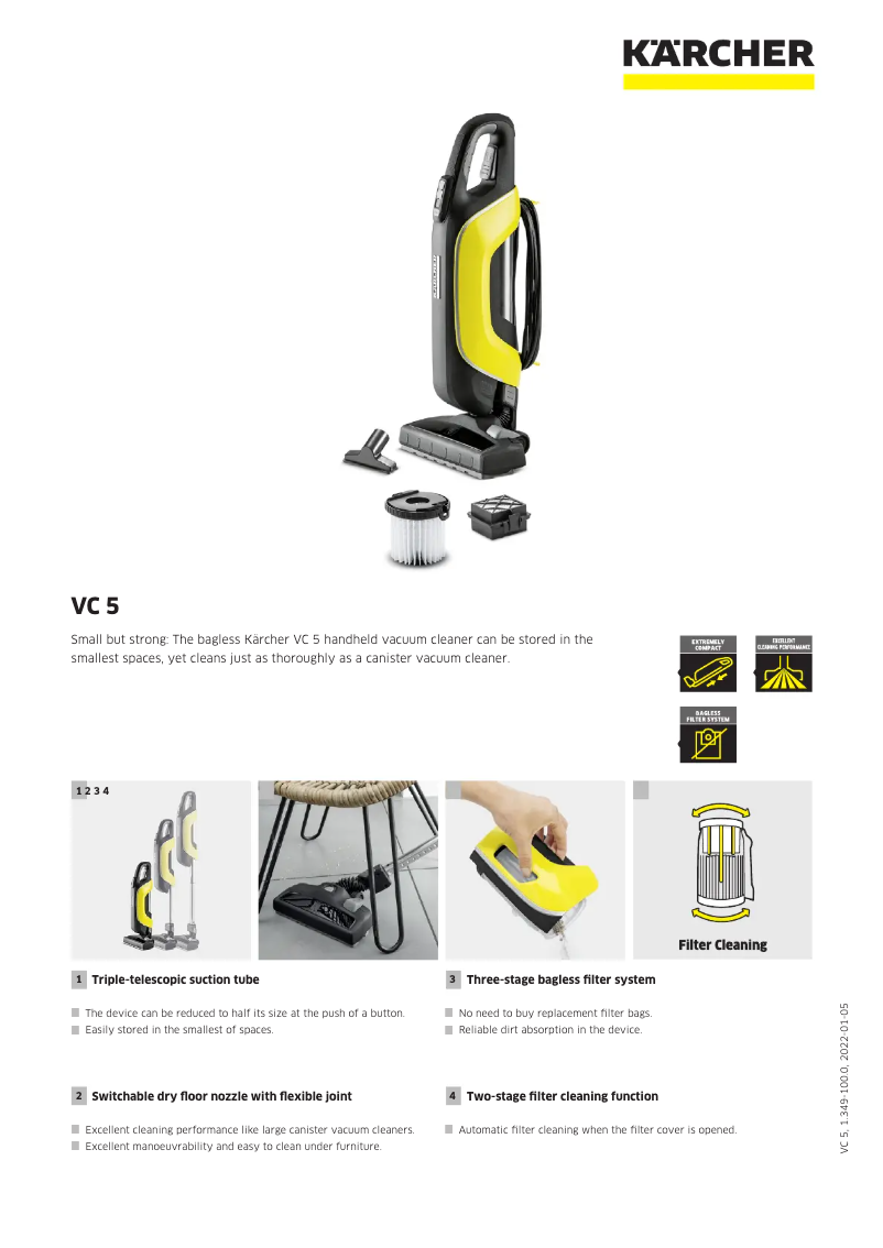 Page n°1 - Fiche technique Kärcher VC 5