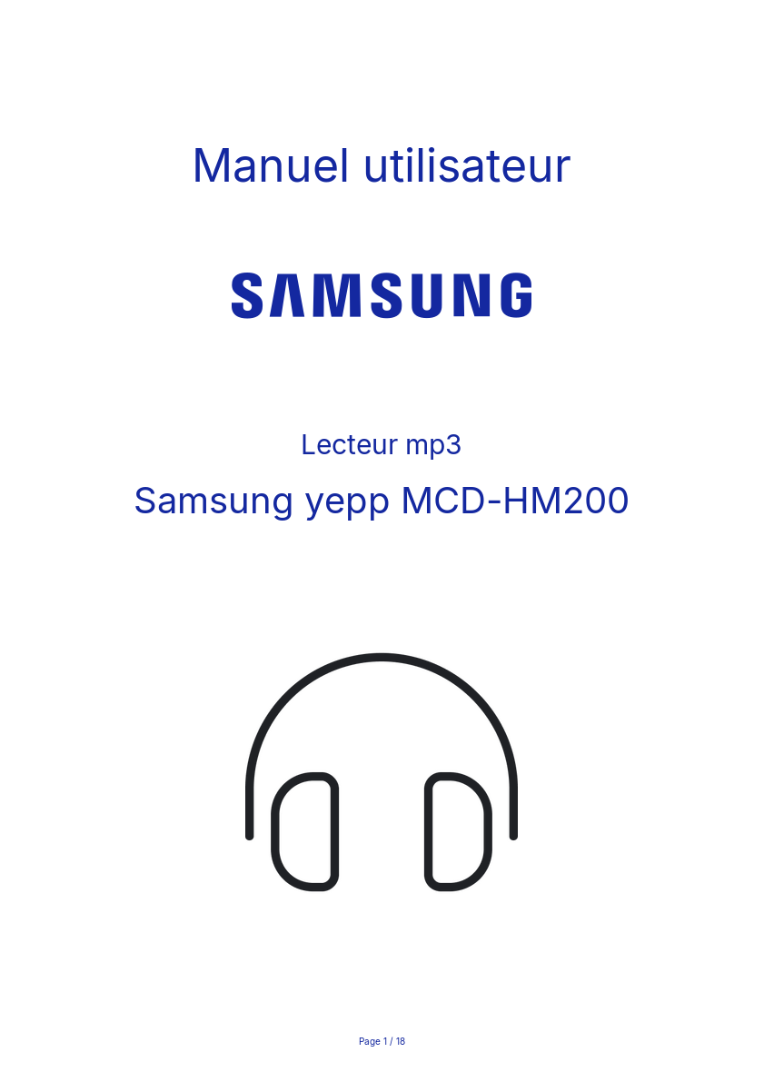 Image de la première page du manuel de l'appareil yepp MCD-HM200