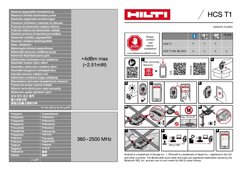 Page n°1 - Manuel utilisateur Hilti HCS T1