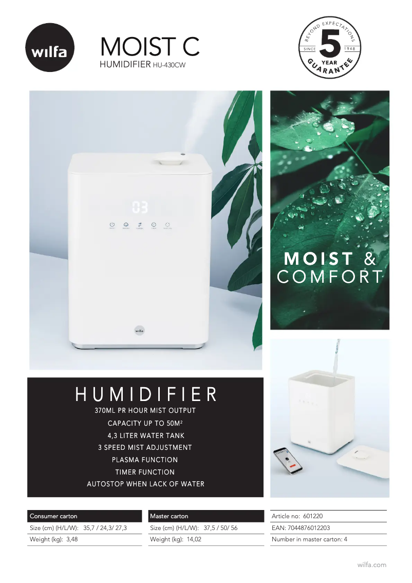 Imagen de la primera página del manual del dispositivo Moist C HU-430CW