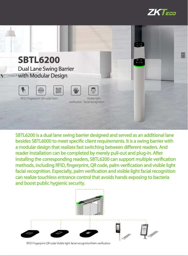 Page 1 de la notice Manuel utilisateur ZKTeco SBTL6200