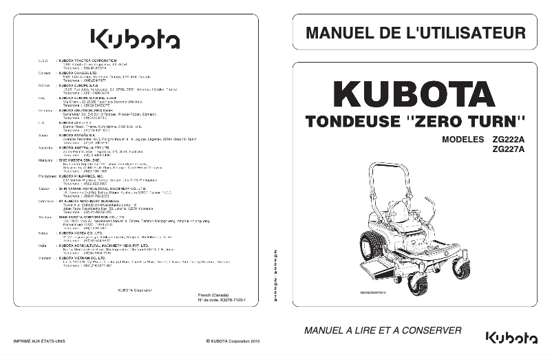 Página 1 del manual Manual de usuario Kubota ZG327PA-3-60