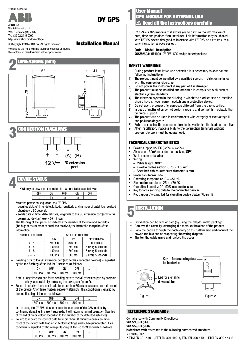 Page 1 de la notice Manuel utilisateur ABB DY GPS
