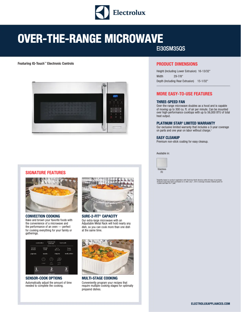 Page n°1 - Fiche technique Electrolux EI30SM35QS