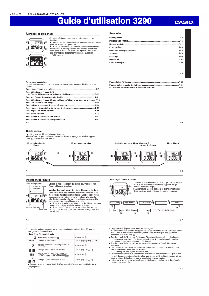 Page 1 de la notice Manuel utilisateur Casio Baby-G BGD-560