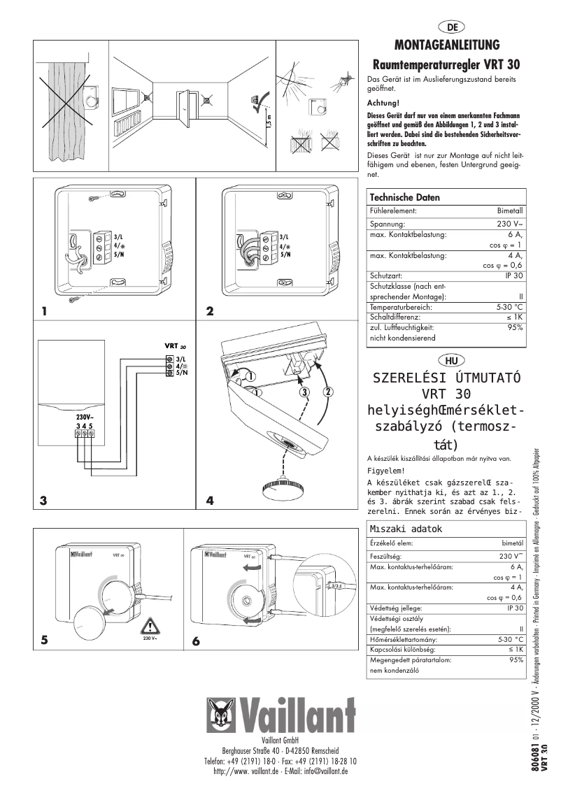 Página 1 del manual Manual de usuario Vaillant VRT 30