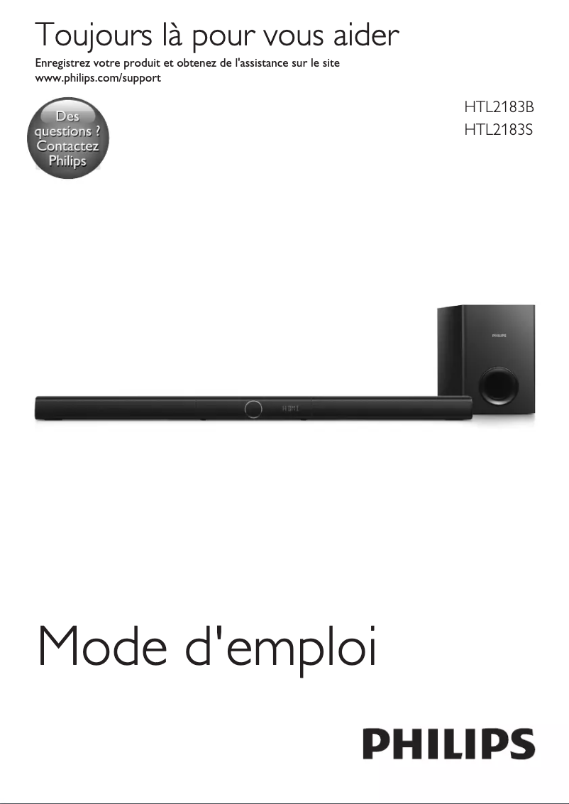 Page 1 de la notice Manuel utilisateur Philips HTL2183B