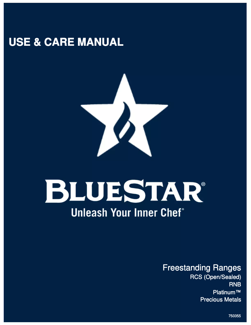 Page n°1 - Manuel d'utilisation et d'entretien BlueStar RNB606GCBV2