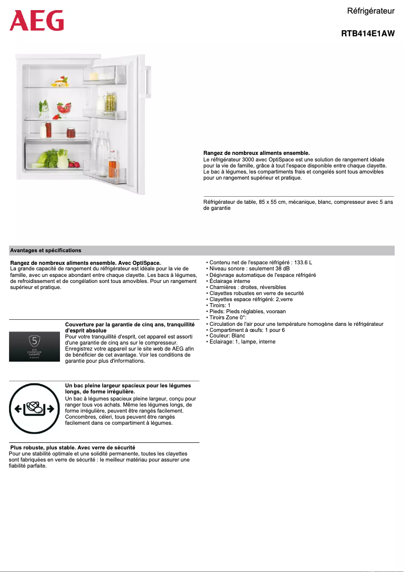 Image de la première page du manuel de l'appareil RTB414E1AW