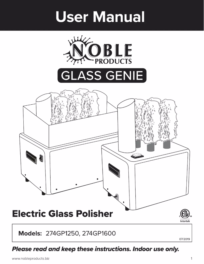 Image de la première page du manuel de l'appareil Glass Genie