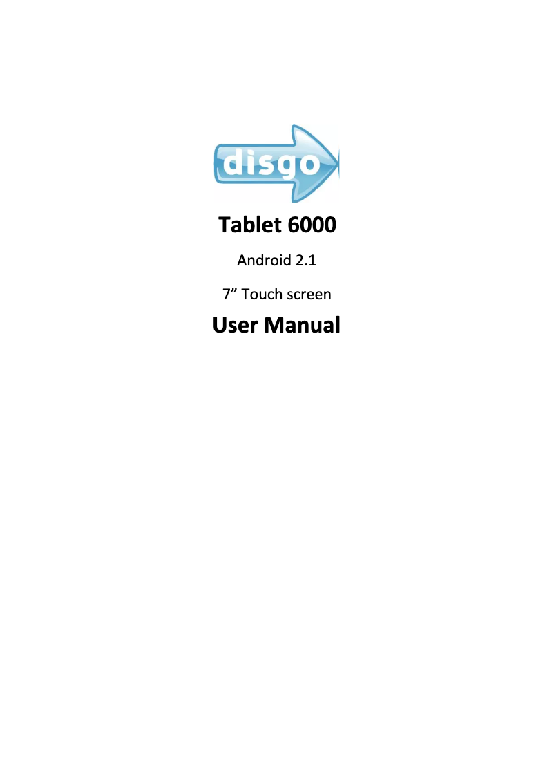 Page 1 de la notice Manuel utilisateur Disgo Tablet 6000