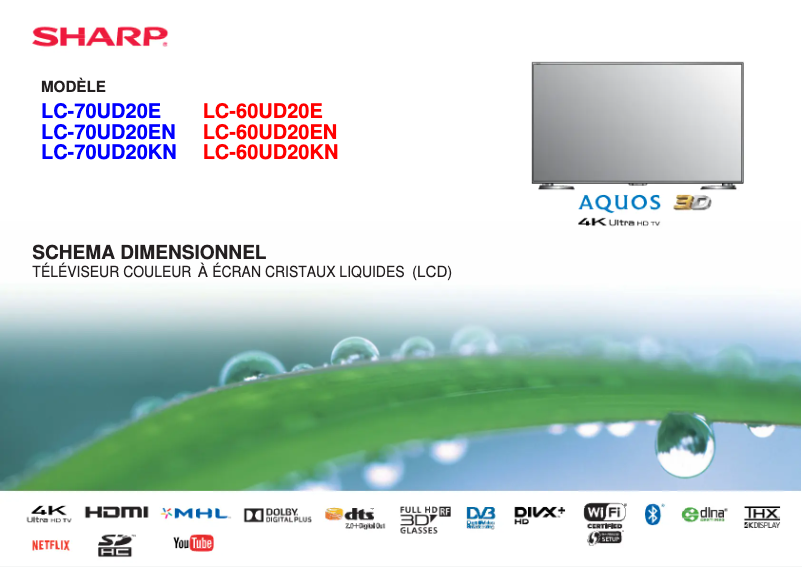 Page 1 de la notice Manuel utilisateur Sharp LC-60UD20EN