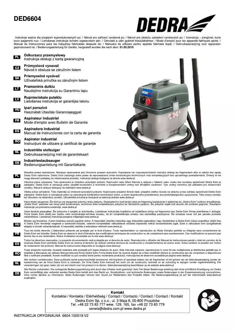 Page n°1 - Manuel utilisateur DEDRA DED6604