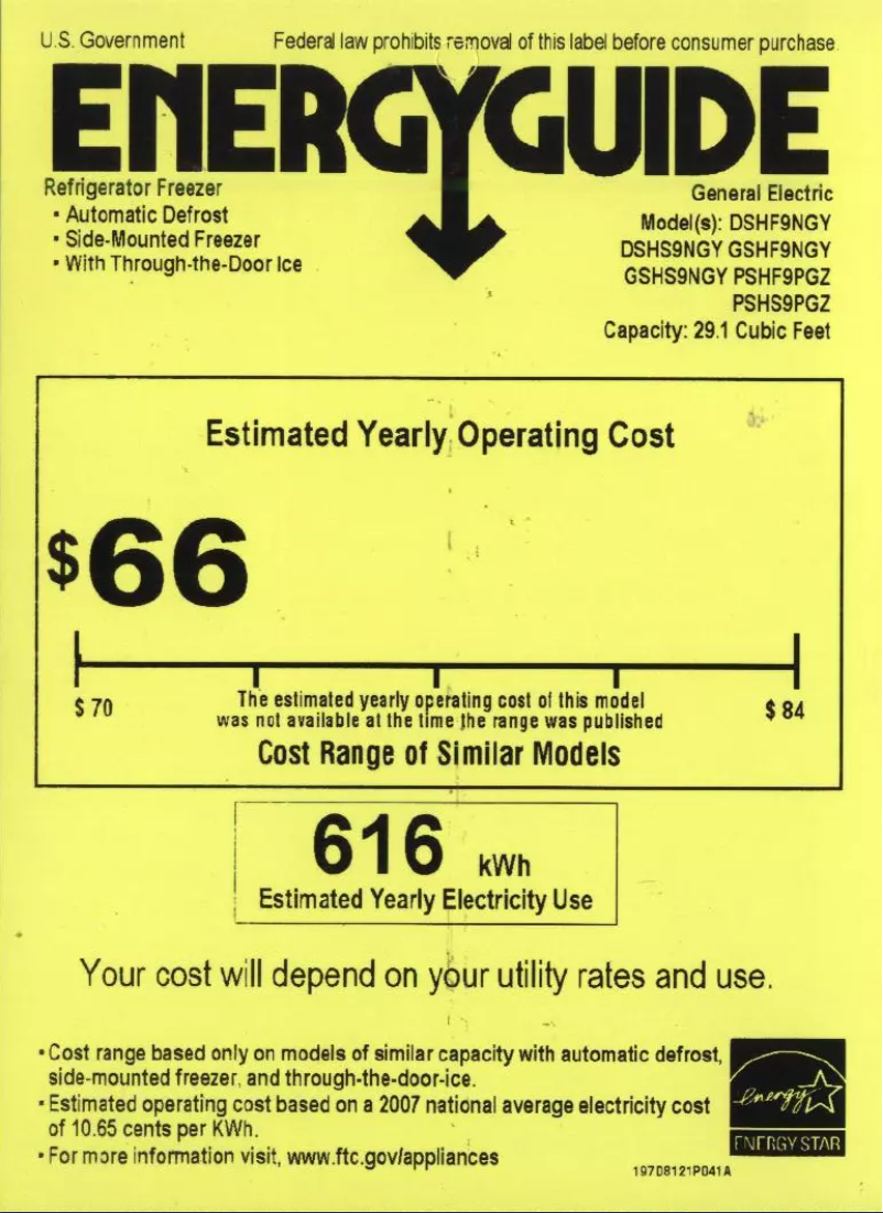 Page 1 de la notice Label énergétique Adora DSHF9NGYBB