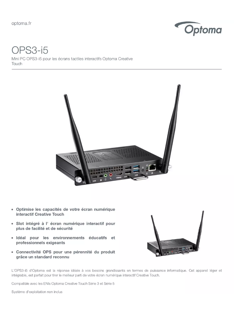 Page n°1 - Manuel utilisateur Optoma OPS3-i5