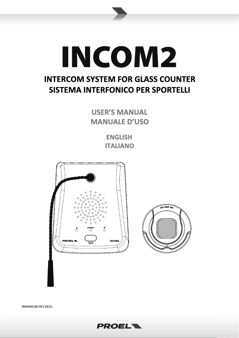 Page 1 de la notice Manuel utilisateur Proel PA Incom2