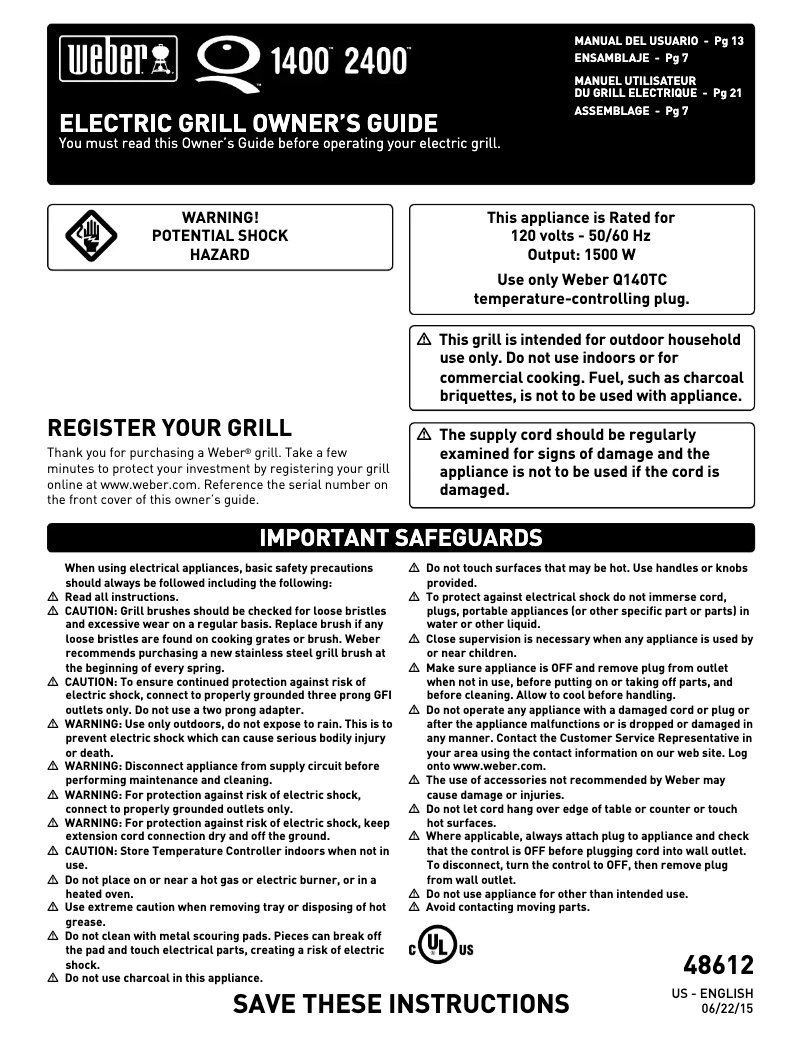 Image de la première page du manuel de l'appareil Q 1400