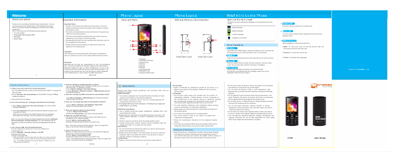 Page n°1 - Manuel utilisateur Micromax C190