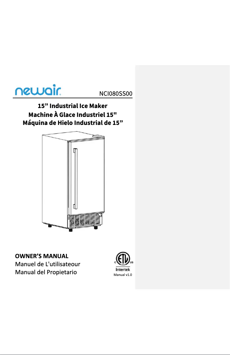 Image de la première page du manuel de l'appareil NCI080SS00