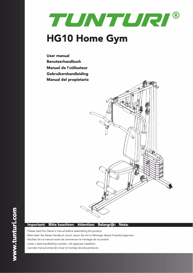 Image de la première page du manuel de l'appareil Home Gym HG10