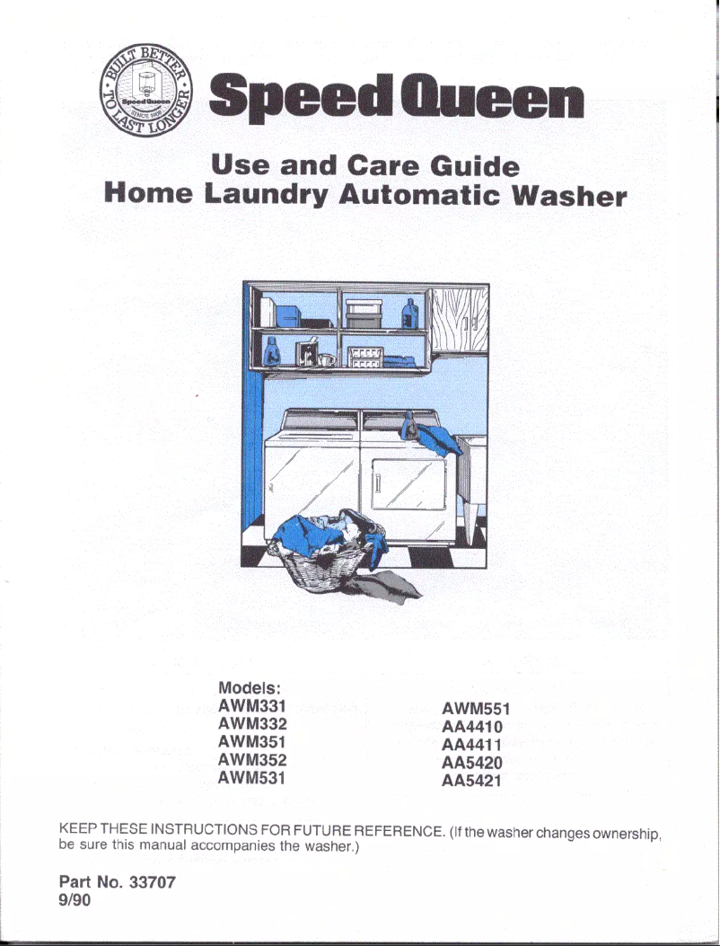 Página 1 del manual Manual de usuario Speed Queen AWM531W