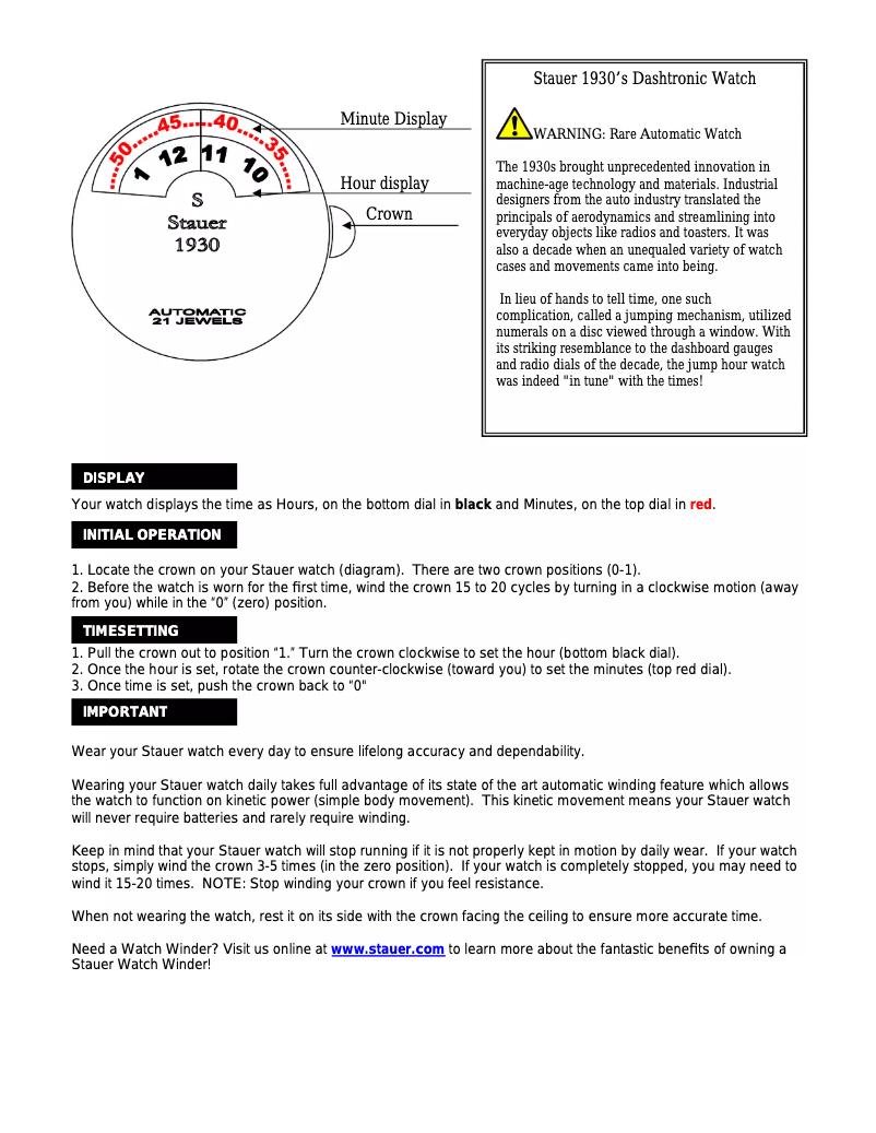 Page n°1 - Manuel utilisateur Stauer 17469