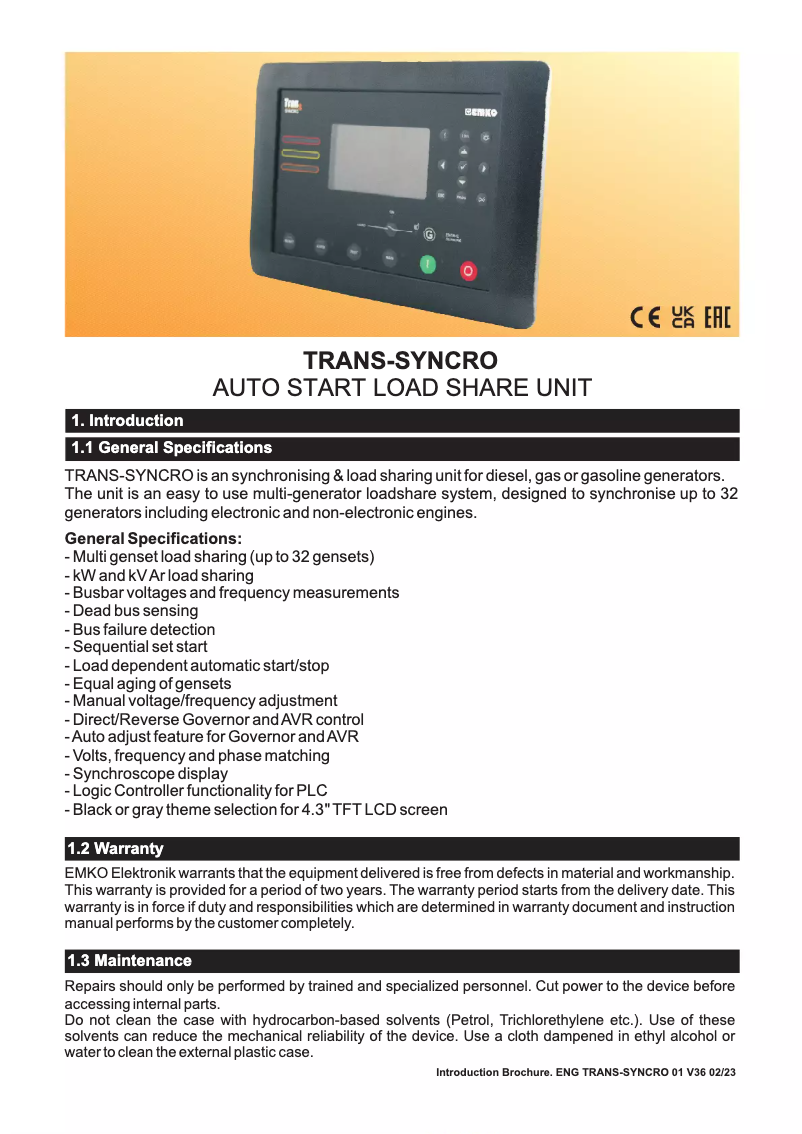 Image de la première page du manuel de l'appareil TRANS-SYNCRO