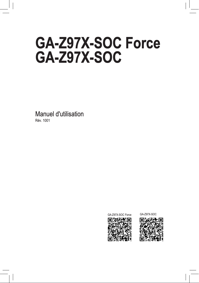 Image de la première page du manuel de l'appareil GA-Z97X-SOC FORCE