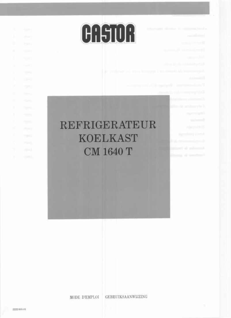 Page n°1 - Manuel utilisateur Castor CM 1640 T