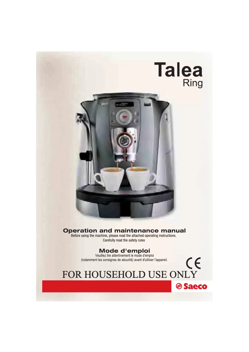 Imagen de la primera página del manual del dispositivo Saeco Talea Ring
