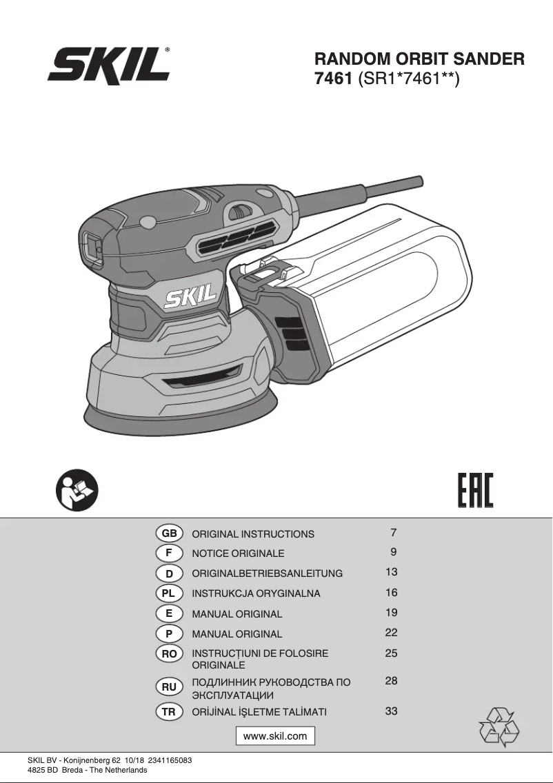 Page 1 de la notice Manuel utilisateur Skil 7461 AA