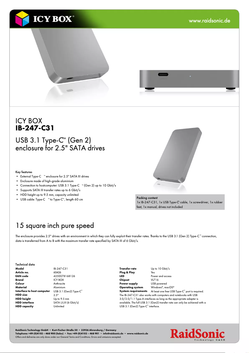 Page n°1 - Fiche technique Icy Box IB-247-C31