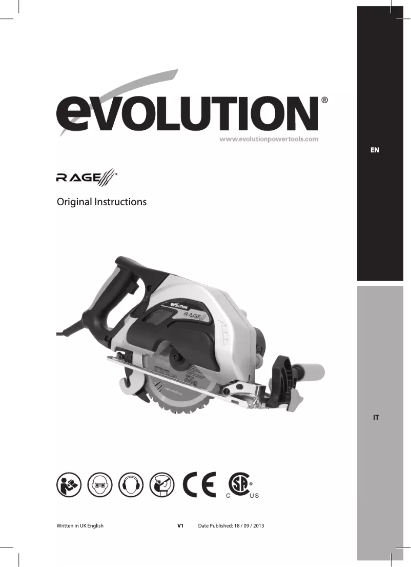 Page 1 de la notice Manuel utilisateur Evolution RAGE