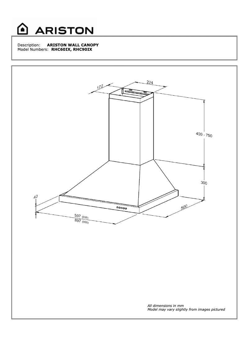 Page 1 de la notice Manuel utilisateur Ariston Thermo RHC 60 IX