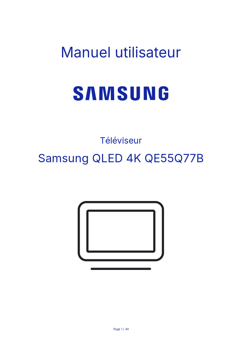 Page n°1 - Manuel utilisateur Samsung QLED 4K QE55Q77B