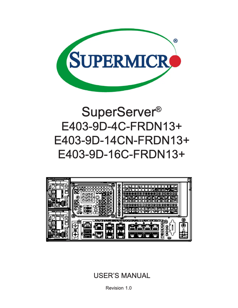 Image de la première page du manuel de l'appareil SuperServer E403-9D-16C-FRDN13+
