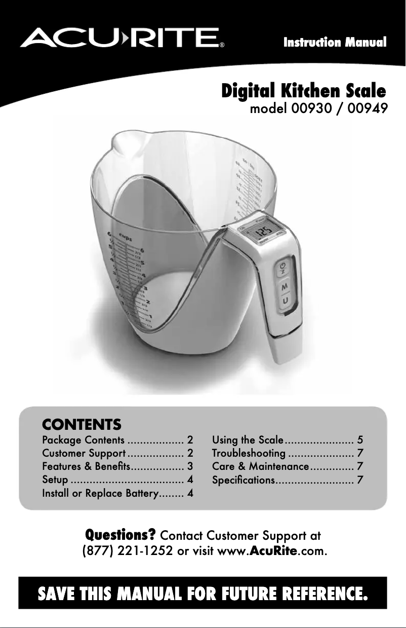 Page n°1 - Manuel utilisateur AcuRite 00949