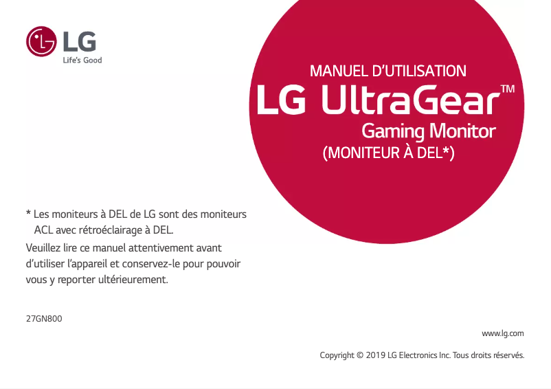 Page 1 de la notice Manuel utilisateur LG UltraGear 27GN800