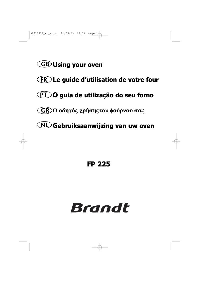 Page n°1 - Manuel utilisateur Brandt FP 225