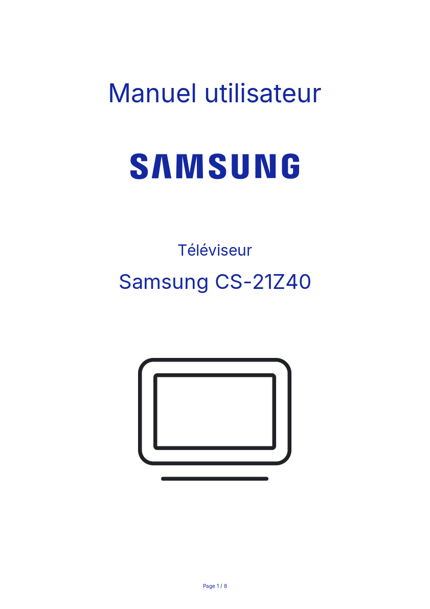 Page n°1 - Manuel utilisateur Samsung CS-21Z40