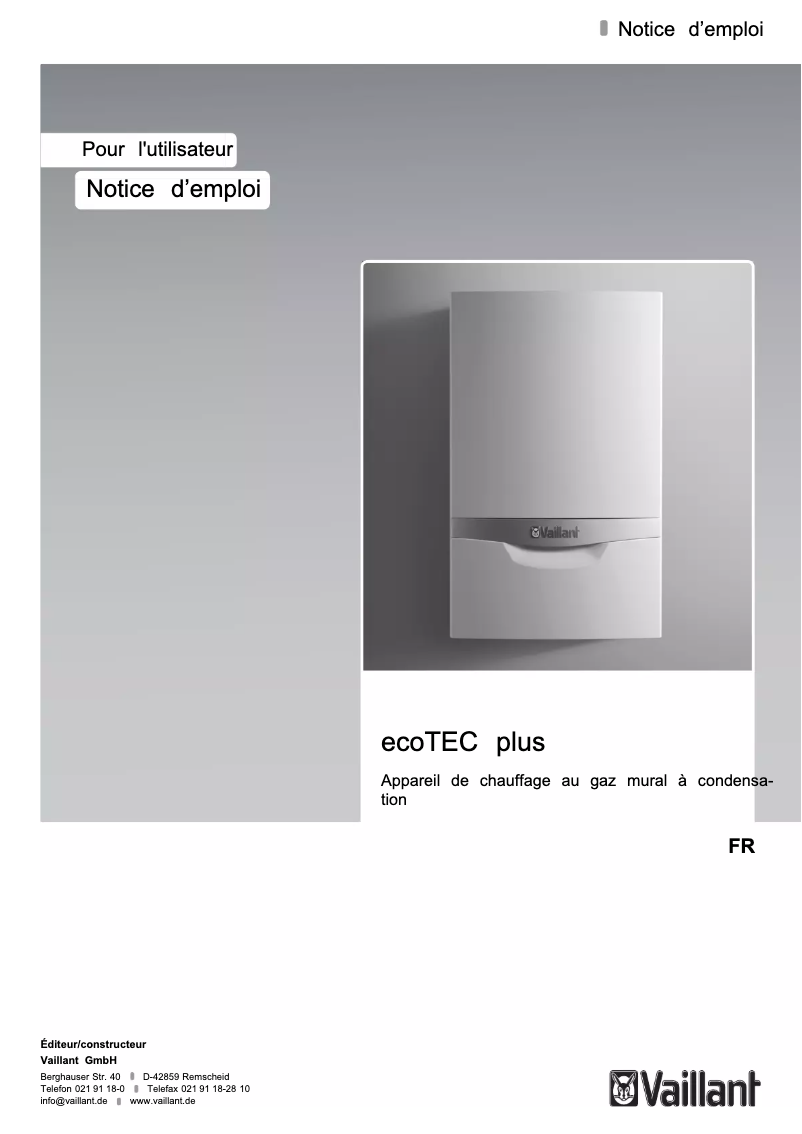 Page n°1 - Manuel utilisateur Vaillant EcoTec plus VHR 34/5-5 l
