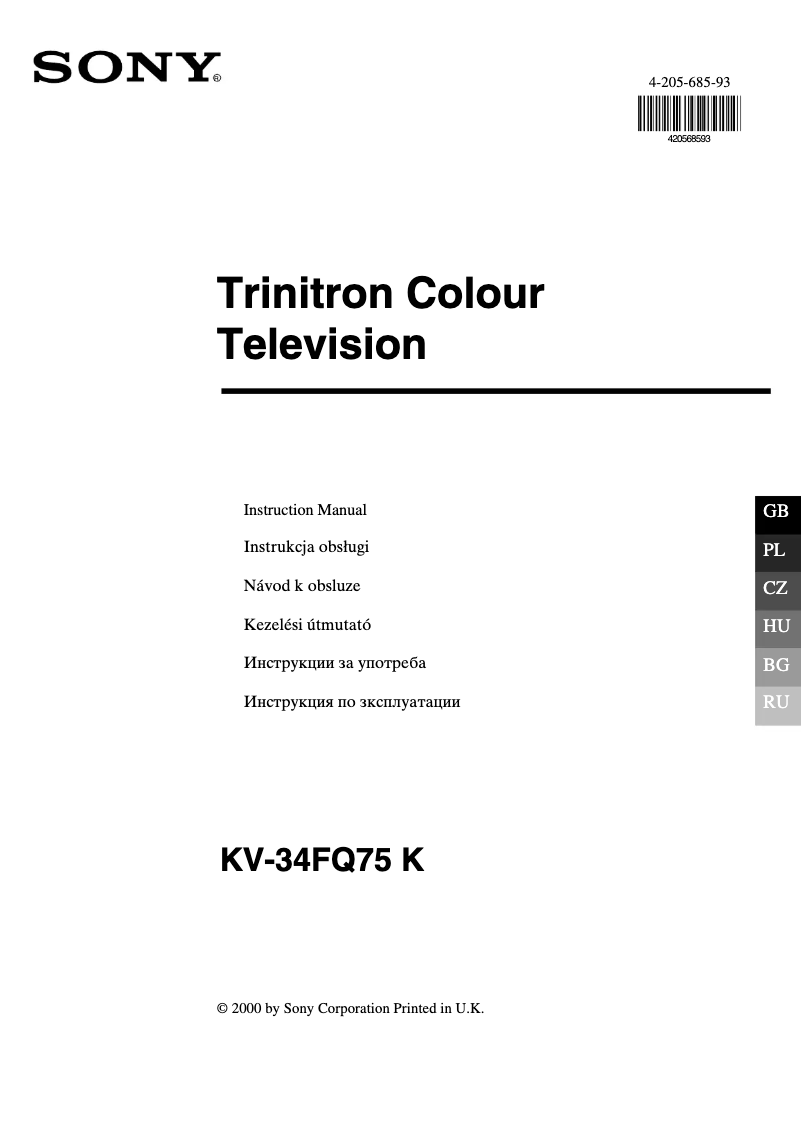 Image de la première page du manuel de l'appareil KV-34FQ75K